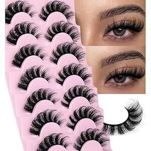 Mink Lashes Fluffy Wispy Lashes Natural Look 3D False Eyelashes D Curl Russian